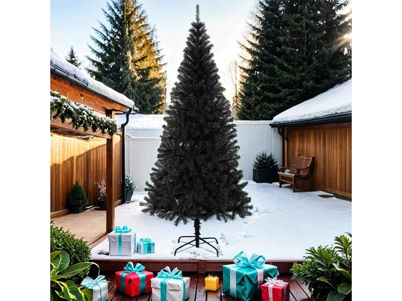  Sapin de noël artificiel, arbre de noël avec support noir 210 cm pvc  - Conforama A