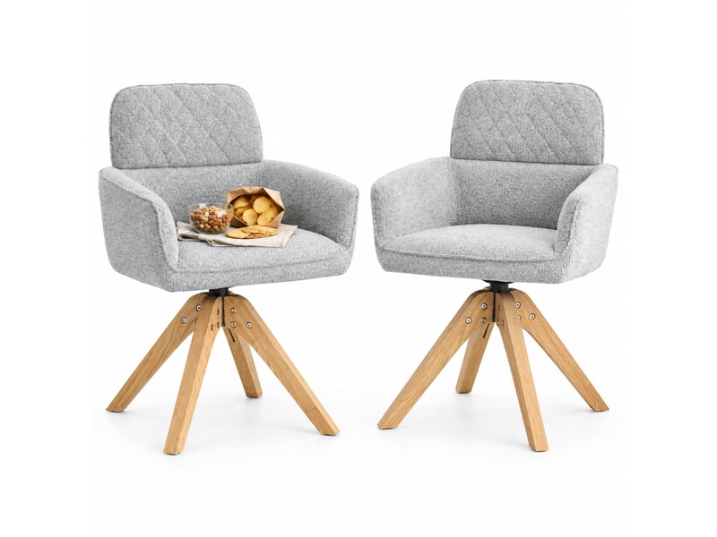  Lot de 2 chaises de salle à manger pivotantes 53x51x85 cm gris clair  - Conforama A