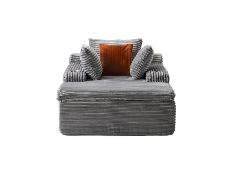  Canapé gonflable boneless gris avec chaise longue, moderne et confortable, sans assemblage, 3 coussins &amp; 1 couverture  - Conforama A