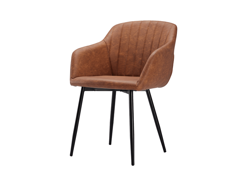  Lot de 6 chaises de salle à manger goeurvant 711 en similicuir et pieds en métal - marron JOD00711AAZ-6 - Conforama W