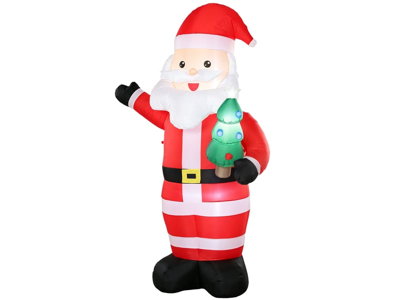  Père noël gonflable de 243 cm avec lumières led, intérieur et extérieur, matériel fixation et souffleur, rouge  - Conforama B
