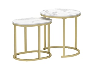 Tables basses gigognes empilables avec cadre en acier pour salon en mdf 60×36×43,5 cm blanches