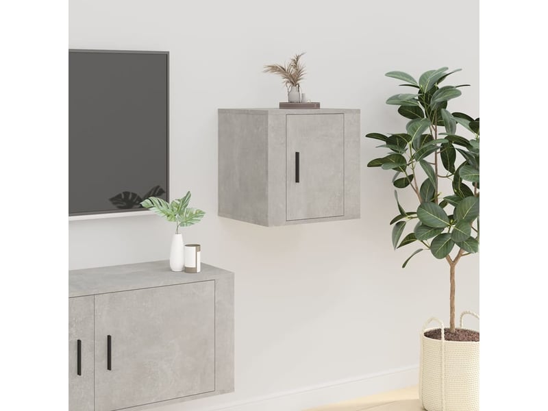  Lot de 2 meuble tv mural, meuble tv suspendu gris béton 40x34,5x40 cm  - Conforama C