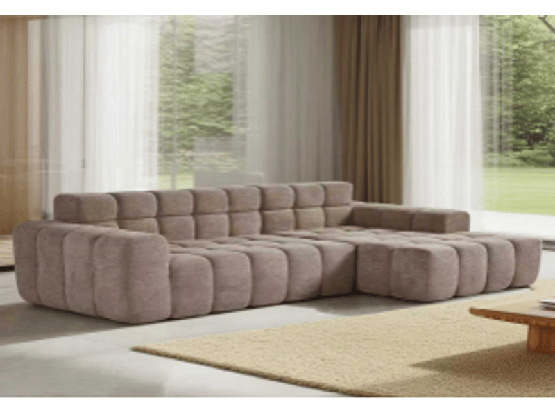 Canapé convertible modulable ulevr en velours, longueur 249,94 cm, configuration droite ou en l, marron café - Conforama B