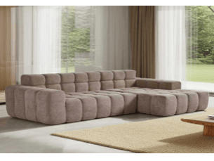 Canapé d'angle compressé droit fixe <strong>ULEVR</strong> <strong></strong> 3 places Velours marron