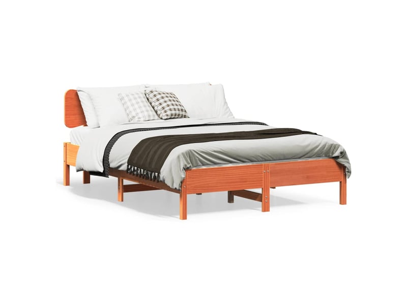  Lit double- lit adulte -  cadre de lit sans matelas  marron 150x200cm bois pin massif  - Conforama A