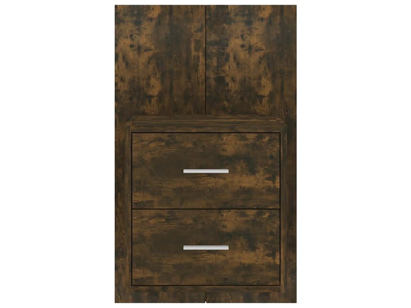  Lot de 2 tables de chevet - cabinet de chevet - table de nuit murales chêne fumé  - Conforama D