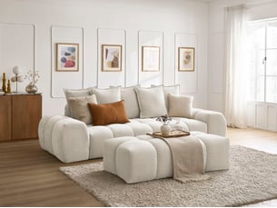 Canapé droit fixe BOBOCHIC EVEREST 3 places Tissu beige