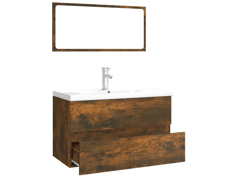  Meubles de salle de bain, armoire salle de bain chêne fumé bois d'ingénierie cf65460  - Conforama C