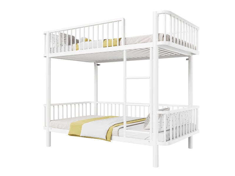  Lit superposé modenvie 90 x 200 cm en métal blanc avec barrières de sécurité  - Conforama A