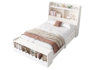 Lit simple 90x200 cm WISHDOR coloris blanc