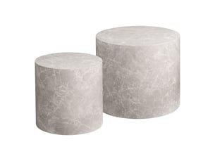 Lot de 2 tables basses prague rondes effet marbre beige