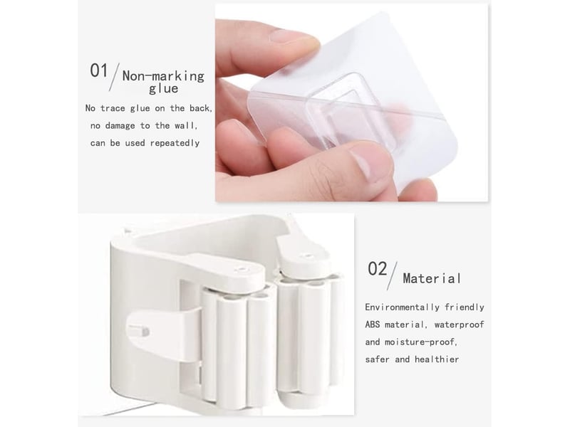 4 pièces porte-balai mural auto-adhésif porte vadrouille accroche balai sans perçage pince à balai supports de balai de vadrouille, blanc CSLJY-LIEN0002534CSLJY - Conforama C