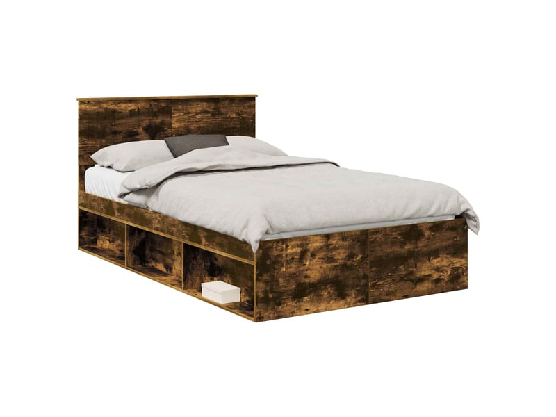  Lit double- lit adulte -  cadre de lit chêne fumé 120 x 190 cm pin massif  - Conforama A