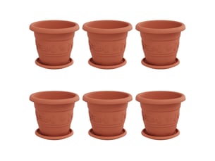 Jardinière - pots de plantes 6 pcs rouge brique ø 22 x 18 cm plastique