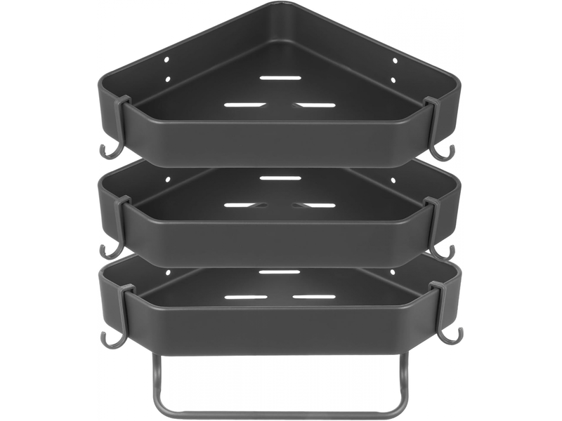 Étagère d'angle de douche, support de rangement pour salle de bain, convient pour salle de bain compacte, trois niveaux, gris - Conforama A