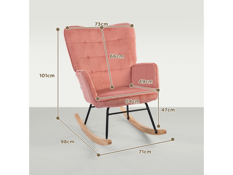  Fauteuil à bascule, inclinable, supportant jusqu'à 120 kg, polyester, 98 x 71 x 101 cm, rose  - Conforama E