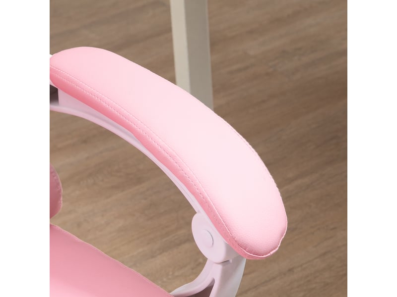  Chaise de bureau avec dossier inclinable à 135°, repose-pieds et hauteur réglable, en simili cuir rose  - Conforama C
