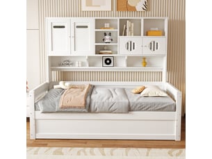Lit coffre 90x200 cm <strong>MERAX</strong>  <strong>lit enfant blanc</strong> coloris blanc