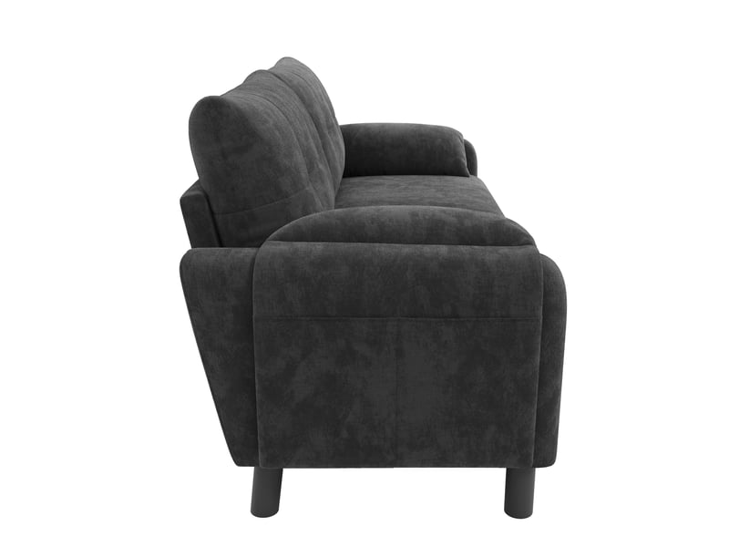  Canapé 2pl 158x80x88,5cm(lxlxh), style simple avec coussin d'assie confort, canapé de salon et chambre, tissu gris foncé  - Conforama R