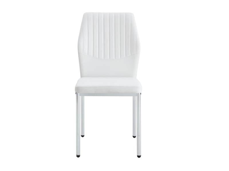  Lot de 4 chaises de salle à manger en similicuir blanc et métal argenté W3658P394388 - Conforama A