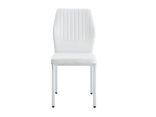 Lot de 4 chaises de salle à manger en similicuir blanc et métal argenté