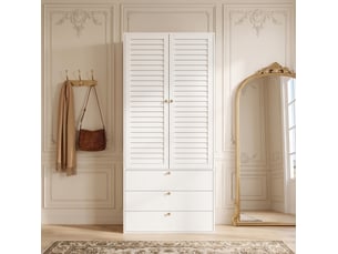 Armoire 2 portes 90x50x200 cm avec portes à lamelles, panneau de particules blanc chambre et dressing pour dressing