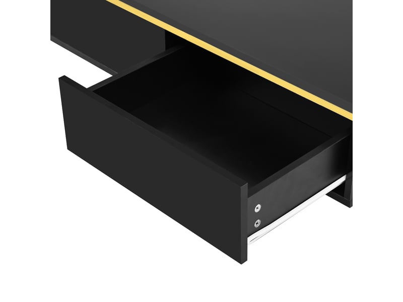  Ensemble meuble tv et table basse, finition lisse et lustrée, esprit minimaliste contemporain, noir  - Conforama E