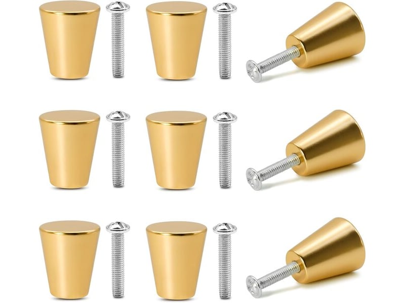 Jeu de 9 poignées métalliques dorées mates, poignées rondes modernes en aluminium pour cuisine et salle de bain - Conforama A