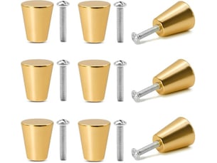 Jeu de 9 poignées métalliques dorées mates, poignées rondes modernes en aluminium pour cuisine et salle de bain