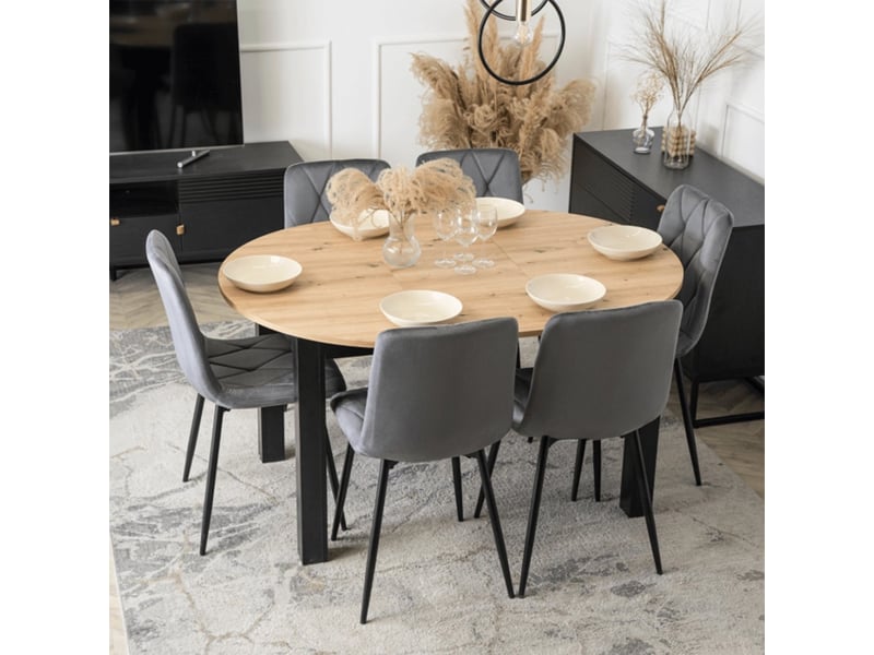 Table à manger ronde extensible couleur bois clair 102-142 cm - Conforama B