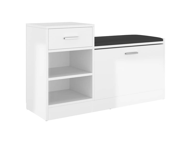  Banc à chaussures, meuble à chaussures blanc brillant 94,5x31x57 cm aggloméré  - Conforama A