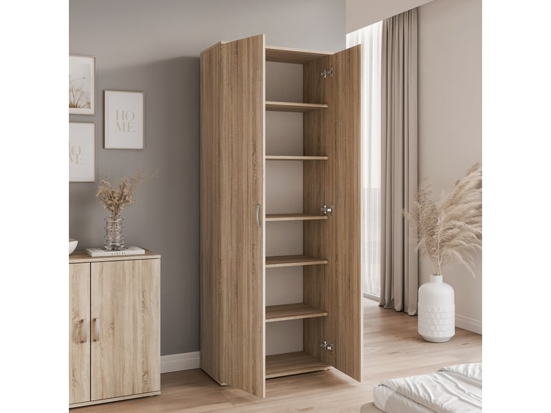  Armoire tio - 2 portes - 6 compartments - 70x34x189 cm - chêne sonoma TIO - Conforama C