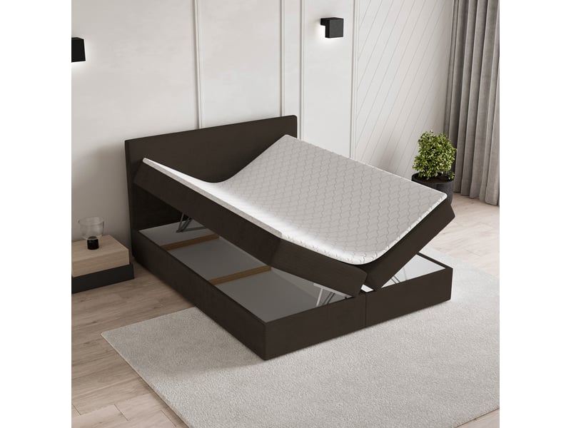  Boxspring nira 200x200 cm, lit complet avec matelas, marron  - Conforama C