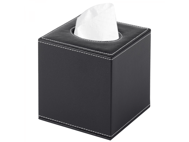  Boîte à mouchoirs carrée en cuir, distributeur pour bureau, domicile, restaurant, hôtel, voiture - noir  - Conforama A