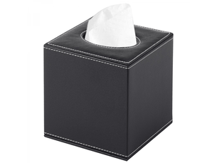 Boîte à mouchoirs carrée en cuir, distributeur pour bureau, domicile, restaurant, hôtel, voiture - noir