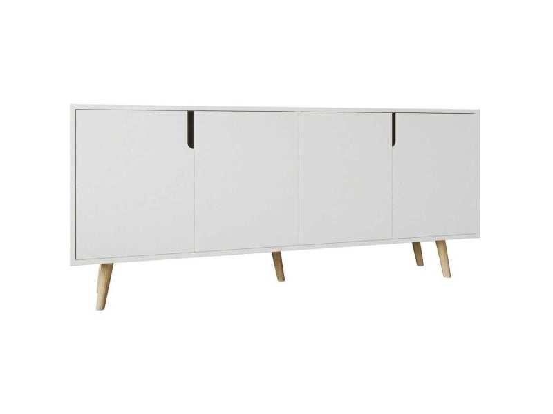  Buffet 4 portes en aggloméré latina modern blanc  - Conforama A
