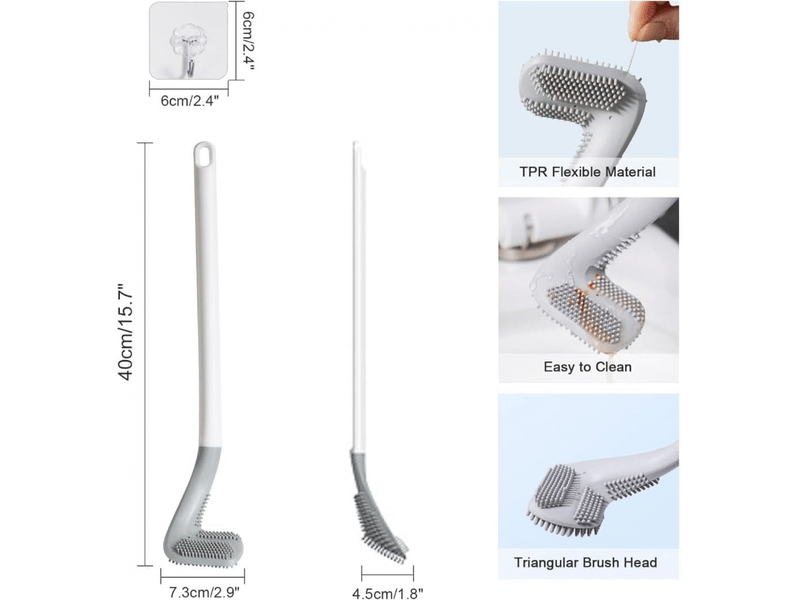  Lot de 2 brosses de toilette à long manche en silicone, tête de golf, profondeur à 360°, sans angle mort  - Conforama B