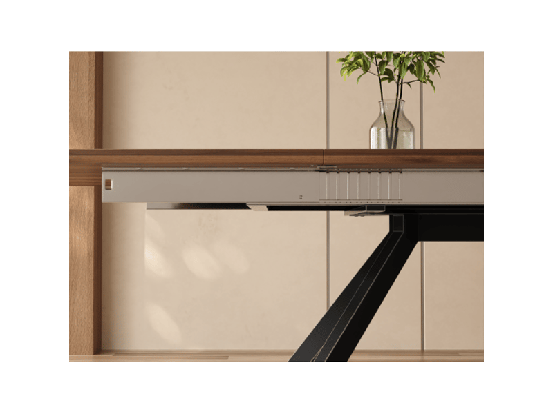  Table à manger extensible en noyer – 160200240x90 cm, rectangulaire, pieds métal, 6-10 pers, cuisinesalle à manger  - Conforama D