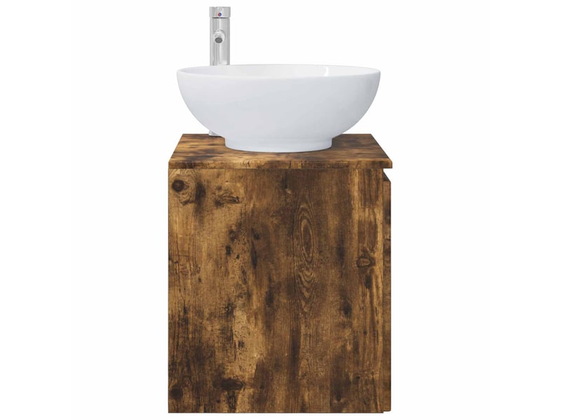  Vanité de lavabo mural, meuble de rangement chêne fumé 49.5x44.5x65 cm shl1065  - Conforama D