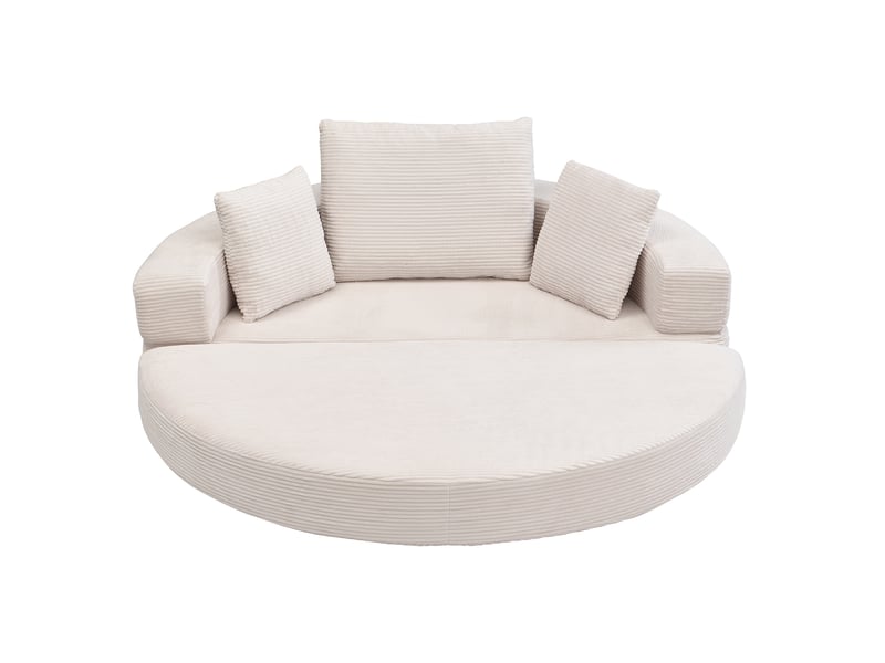  Canapé‑lit ovale modulable sans structure 173 x 176 cm, autoportant, revêtement velours côtelé, livré avec coussins, canapé‑lit pliable multifonction Fay Lum - Conforama A