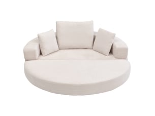 Canapé‑lit ovale modulable sans structure 173 x 176 cm, autoportant, revêtement velours côtelé, livré avec coussins, canapé‑lit pliable multifonction