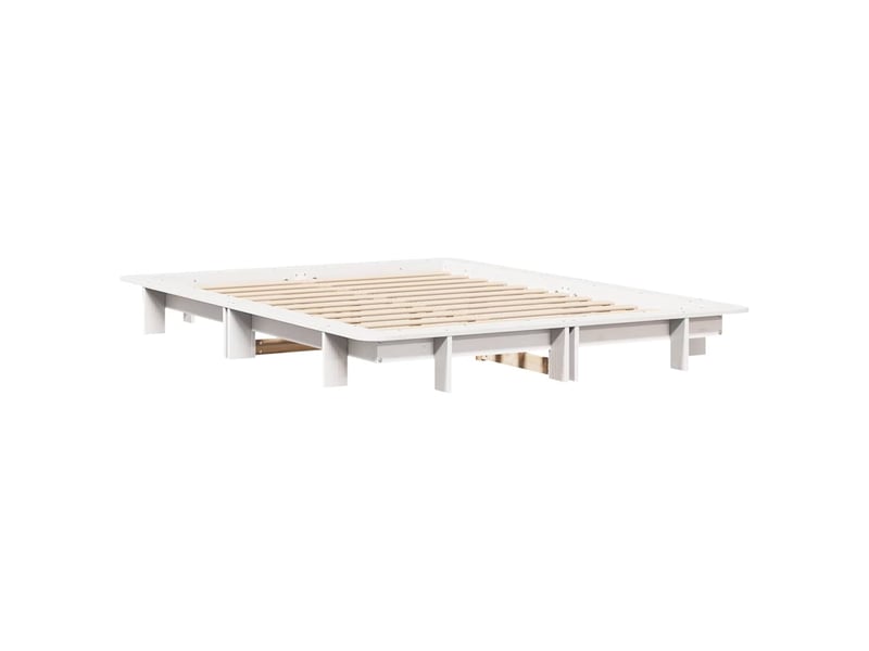  Lit double- lit adulte -  cadre de lit sans matelas blanc 120x200 cm bois de pin massif  - Conforama B