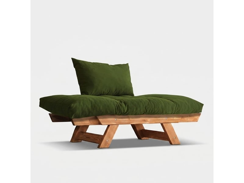 Canapé-lit elara en bois et lin imperméable - vert foncé  - Conforama D