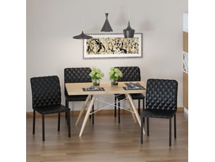 Lot de 4 chaises de salle à manger 41x50x91 cm capitonnées noir