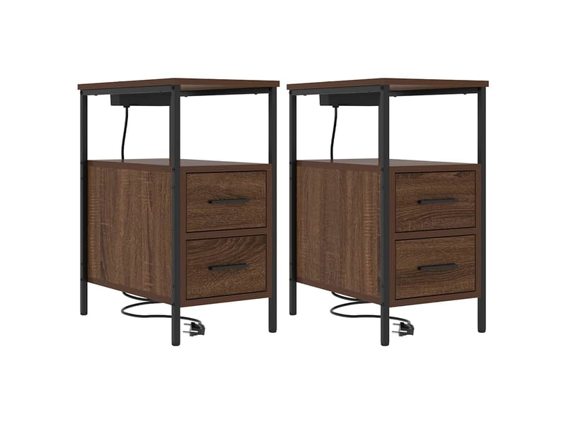 Table de chevet avec tiroir 2 pièces chêne brun 30 x 48 x 61 cm - Conforama A