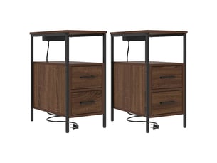 Table de chevet avec tiroir 2 pièces chêne brun 30 x 48 x 61 cm