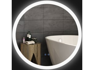 Miroir rond lumineux led de salle de bain ø 70 cm mural éclairage interrupteur tactile système antibuée 35w blanc argent