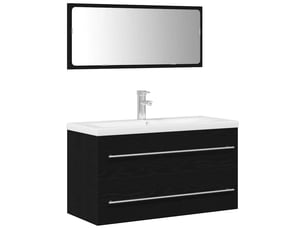 Meuble de lavabo de salle de bain, armoire de bain 3 pc chêne noir cf65496