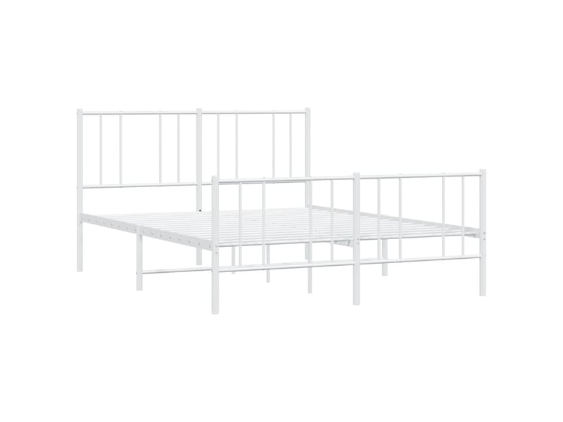  Lit double- lit adulte -  cadre de lit métal sans matelas et pied de lit blanc 135x190 cm  - Conforama C